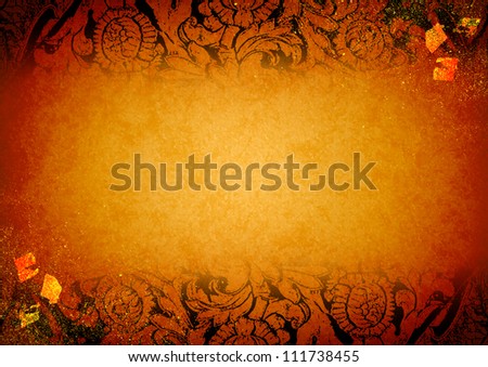 Thai tradition art paper with gold foil template