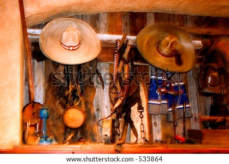 Restaurant Interior Design on Interior Of A Mexican Restaurant  Hats  Musical Instruments  Old Lamps