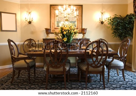 dining room with table ready for celebration