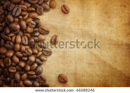Coffee beans on vintage background