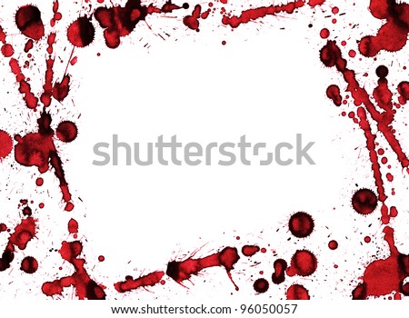 Red Paint Splashes frame on a white background