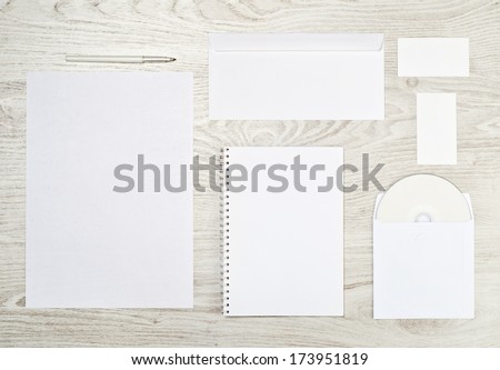 Corporate identity templates:blank, business cards, disk, envelope, sheet of paper