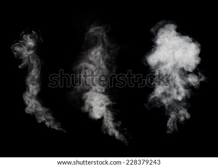 White smoke collection on black background