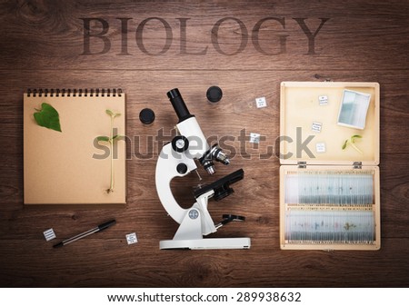 Scientific accessories on the table. Education and science concept.