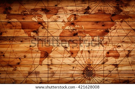 World map vintage pattern for wood background. Elements of this Image Furnished by NASA.