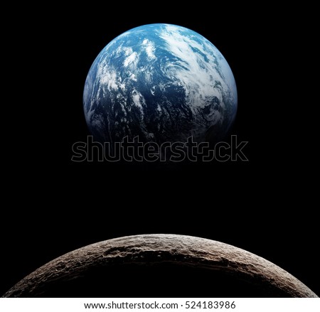 Views of Earth from the moon surface. Elements of this image furnished by NASA.