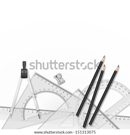 Drawing tools with a drawing in the background Drawing tools with a drawing in the background