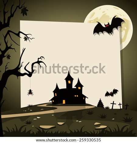 Halloween background with autumn landscape. Space for your Halloween holiday text