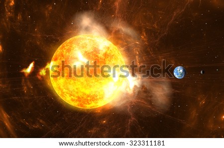 Giant Solar Flares. Sun producing super-storms and massive radiation bursts