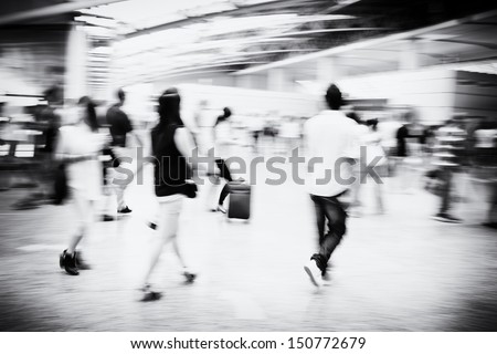 passengers dragged baggage walking on the way at airport for check in