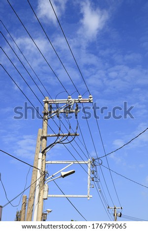 wire pole in urban street
