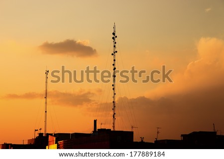 wireless base station in the sunset in Iran