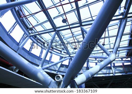 steel structure in urban train station hall in taiwan