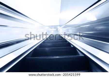 Escalator fast run in metro station