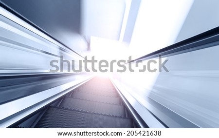 Escalator fast run in metro station