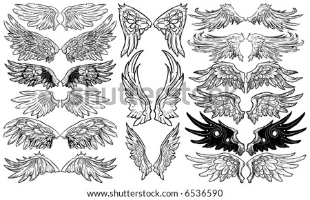 Eagle Wings Tattoo on Wings Vector Set   6536590   Shutterstock