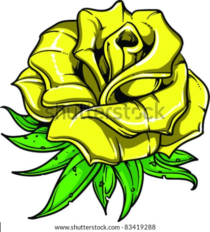 stock vector Vector Tattoo Yellow Rose