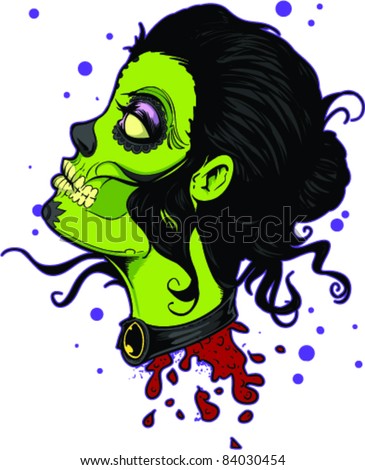 Vector Tattoo Zombie Girl 84030454 Shutterstock 365x470px
