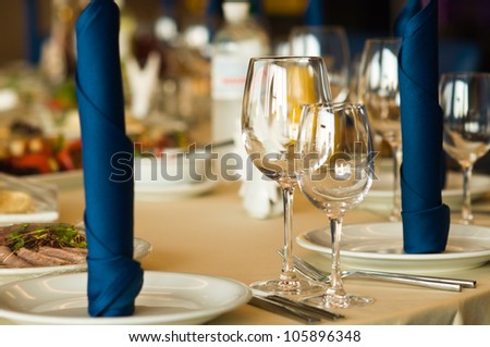 beautiful table setting a festive table for guests at the restaurant