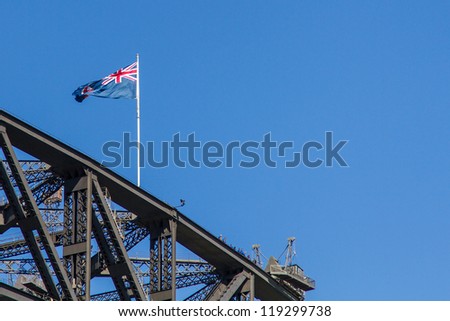 AUSTRALIAN FLAG ATOP THE SYDNEY HARBOUR BRIDGE
