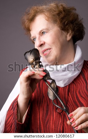 The pleasant elderly woman