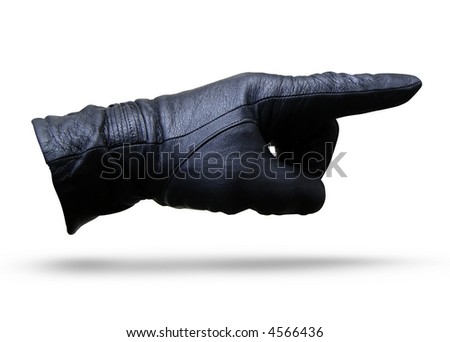 hand in a black leather glove isolated with vector clipping path included