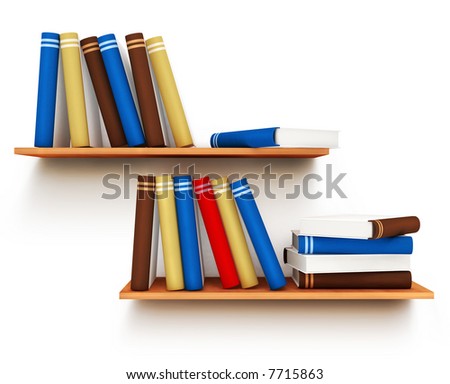 clip art bookshelf. wall ookshelf isolated 3d