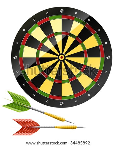 stock vector Darts with dart board game vector illustration