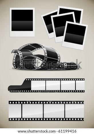 set of photo video film pictures set vector illustration set of photo video film pictures set vector illustration
