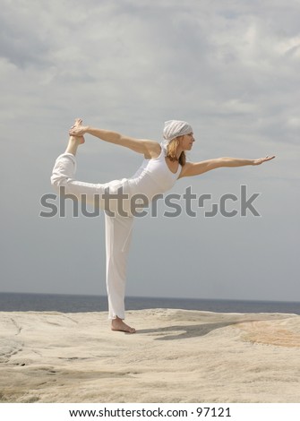 Yoga balancing pose - \
\
Natarajasana (Lord of the Dance Pose)
