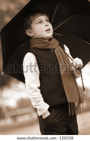 Sepia Toned Boy Standing In Sepia Toned Boy Standing In Stock Photo 120338
