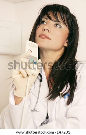 Healthcare worker with controls