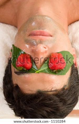 A man enjoys a fruit acid peel