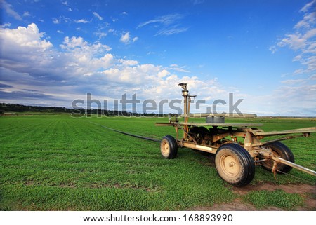 Turf farm and irrigator at Freeman\'s Reach, Australia