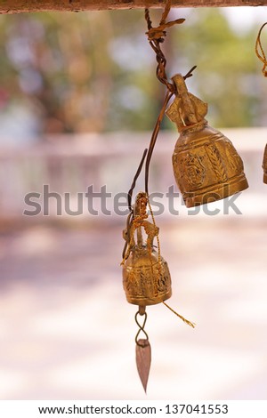 metal small wind bell in the temple