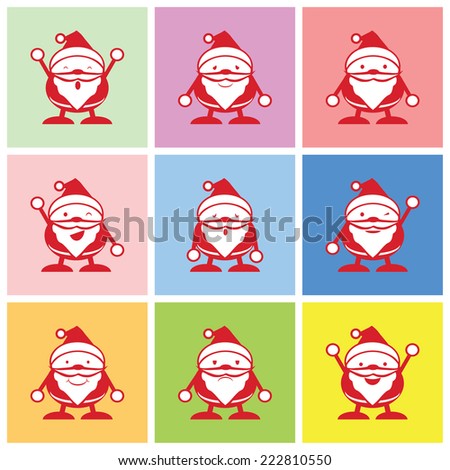 Santa graphic with happy, sad and boring emotions vector