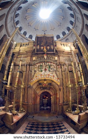 Sepulchre of Jesus Christ in the church of the holy sepulchre, jerusalem, israel.