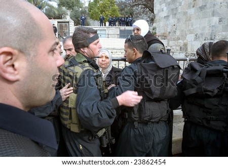 JERUSALEM - JANUARY 16: Demonstration against war in Gaza strip on January 16, 2009 at Old City, Jerusalem, Israel.
