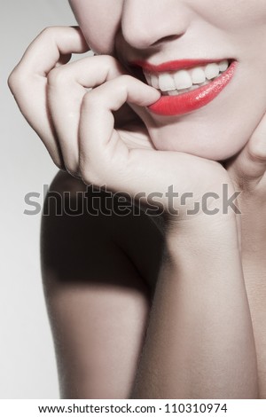 beautiful woman smiling - stock photo