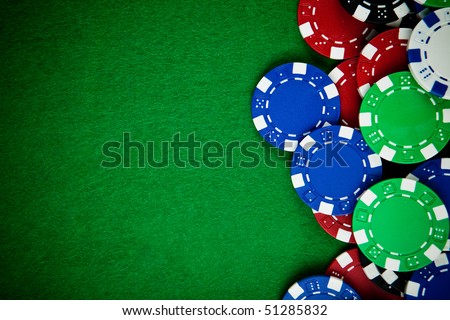 Casino gambling chips with copy space