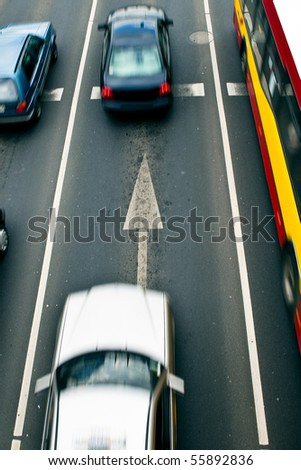 Cars in motion blur on a street of Wroclaw - city with the biggest traffic jams in Europe