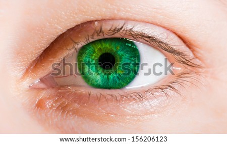 Macro image of human eye, green