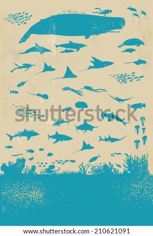Under Sea Life Silhouette Under Sea Life Silhouette