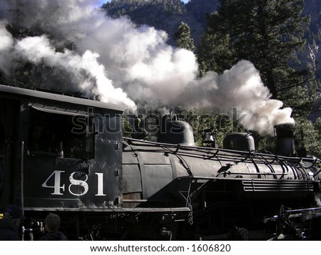 Antique steam engine narrow gauge train in the Colorado Rockies