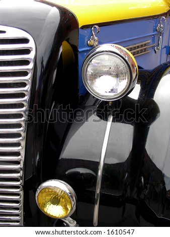1936 antique pickup truck grill, fender and head lamp