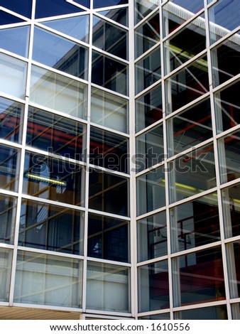Glass and steel construction in a modern university building