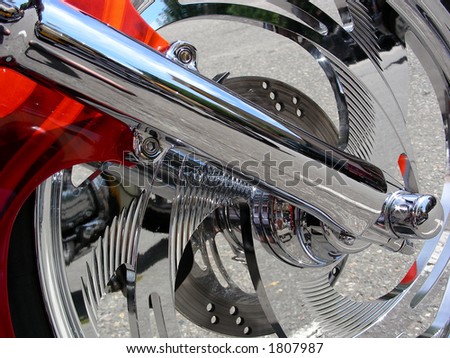 Chrome wheel on hot motorcycle