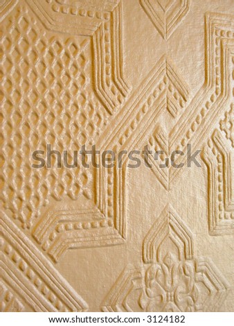 Raised pattern wallpaper in Victorian era hotel