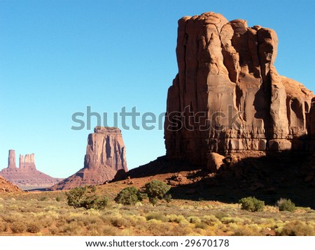 Rock formations in Monument Valley of the US Southwest