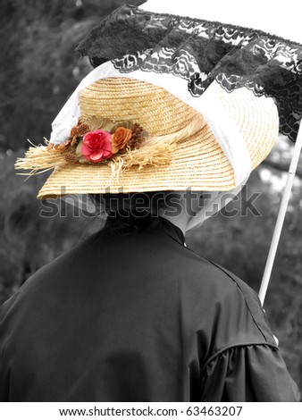 Woman in Victorian dress out for a stroll